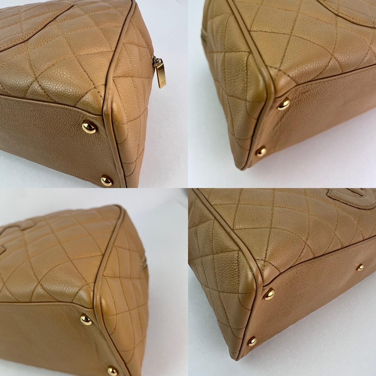 De las mujeres Chanel Caviar Acolchado Vintage Bolso de Mano Bowler Grande Beige en venta