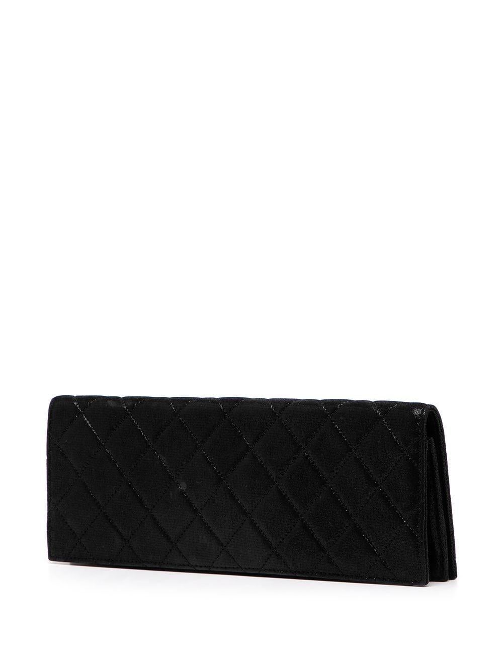 Black Chanel Quilted CC Diamante Clutch Bag