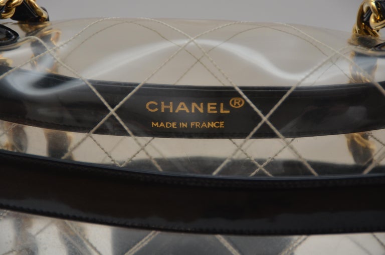 CHANEL CC Double Chain Shoulder Bag 11465416 Clear Gold Vinyl