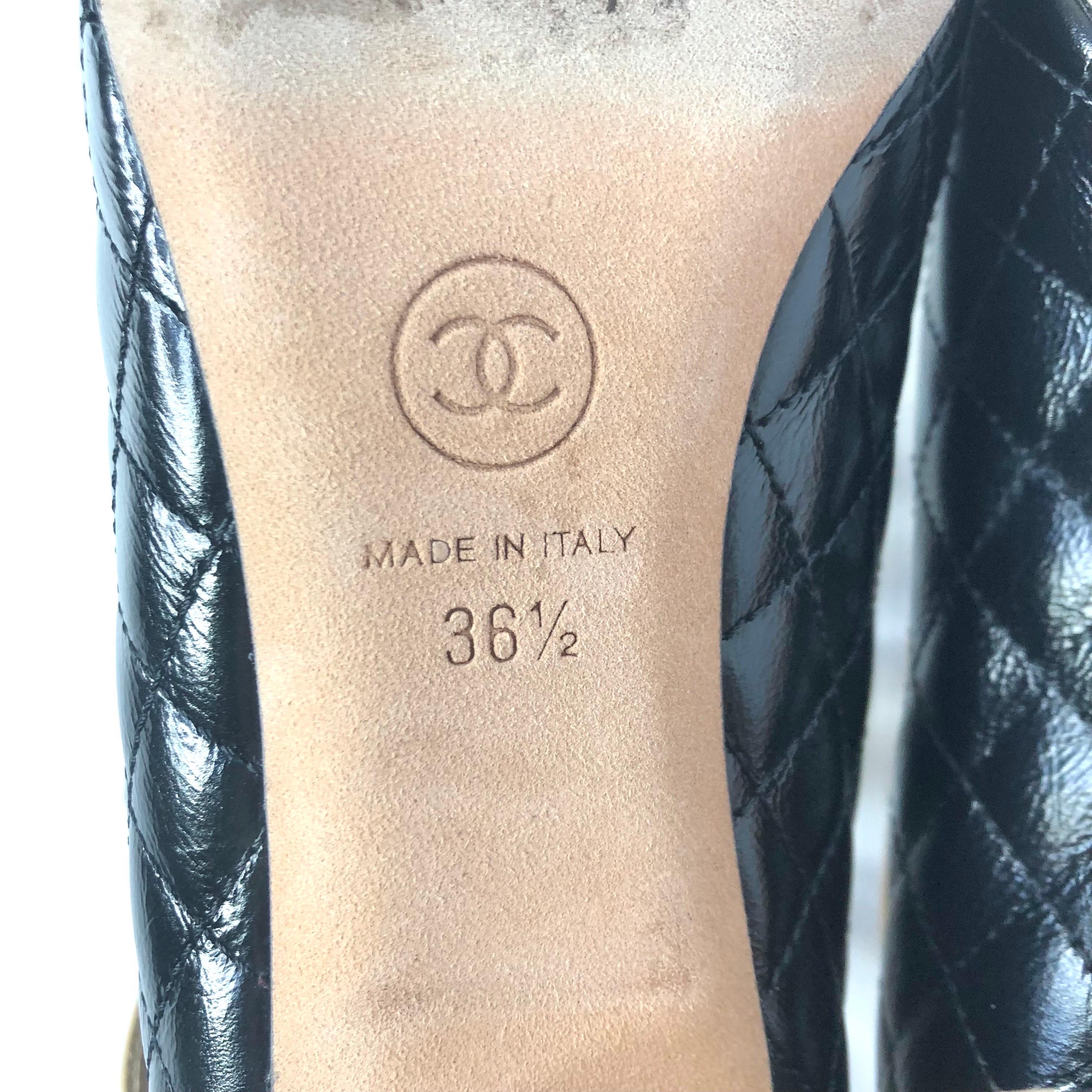 Chanel Acolchado CC Logo 2017 Crucero Charol Maryjane Plataforma Bombas 36.5 en venta 4