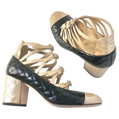 Chanel Quilted CC Logo 2017 Cruise Patent Leather Maryjane Platform Pumps 36.5