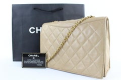 Chanel Quilted Cc Logo Top Single Flap 222346 Beige Leather Shoulder Bag