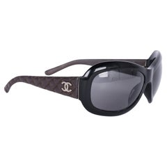 Chanel Quilted CC Sunglasses 5116Q Black Brown Frame Silver Logo