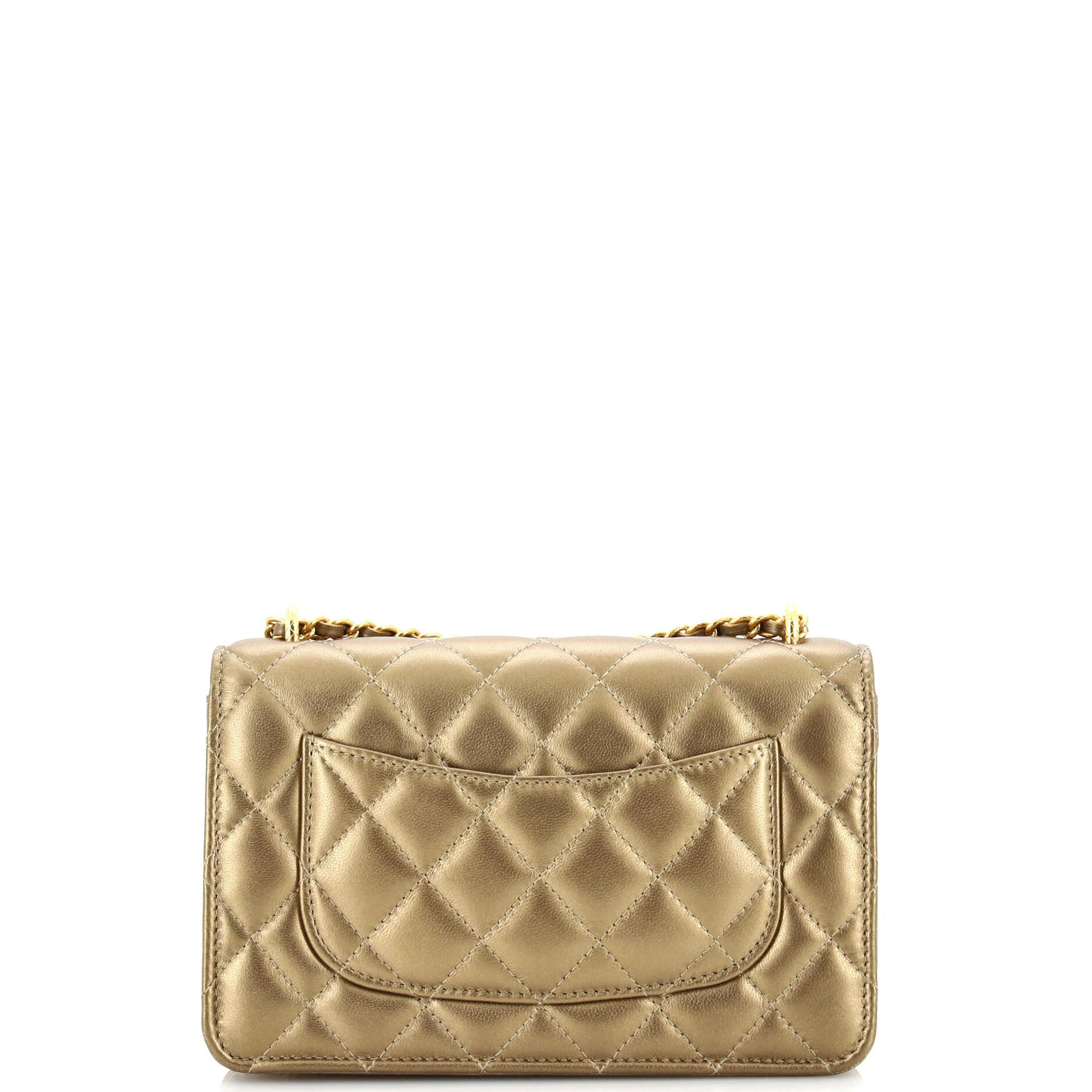 Women's Chanel Quilted CC Wallet on Chain Quilted Metallic Lambskin