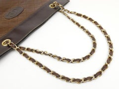 Chanel Quilted Chain 228257 Brown Leather Tote