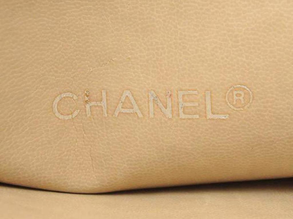 Chanel Quilted Chain Shopper Tote 219356 Beige Leather Shoulder Bag For Sale 5