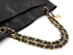 Chanel Quilted Chain Tote 224935 Black Leather Shoulder Bag