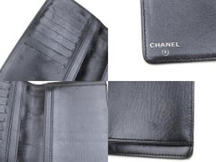 Chanel Quilted Chocolate Bar Bifold Long Wallet 226494 Silver Leather Clutch