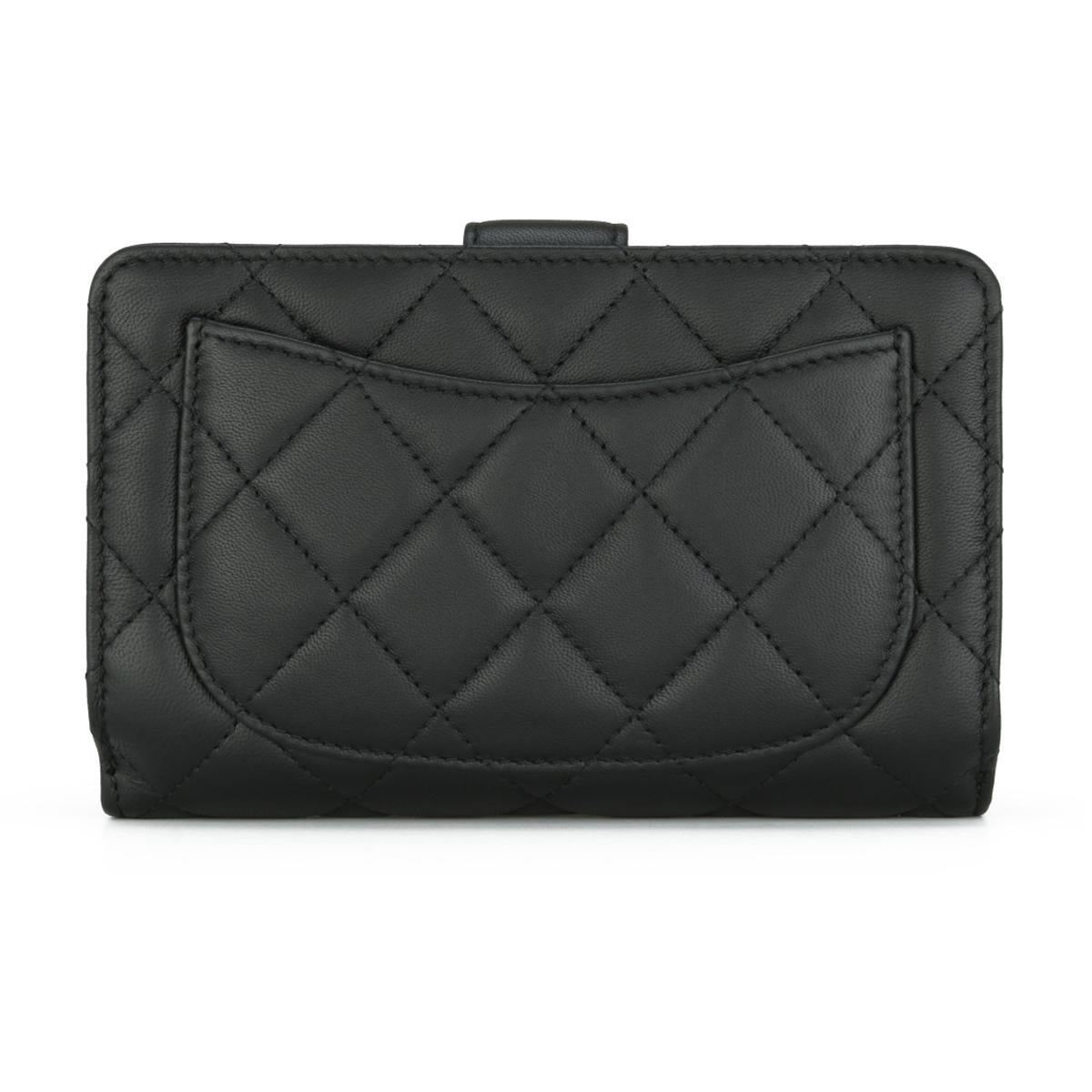 Chanel Quilted Classic Bifold Medium Wallet Black Lambskin with Silver HW 2013 1