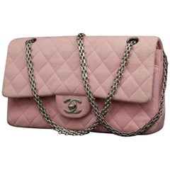 Chanel Quilted Classic Medium Chain Flap 869914 Pink Cotton Shoulder Bag