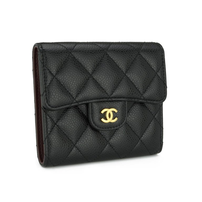 Chanel Quilted Classic Small Flap Wallet Black Caviar with Gold