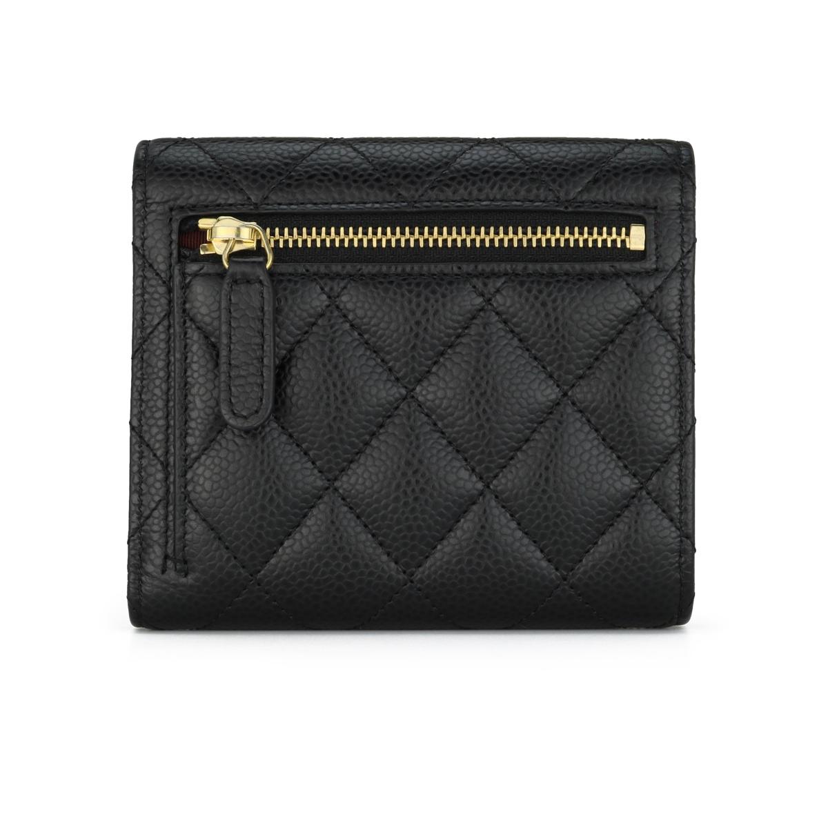 Women's or Men's Chanel Quilted Classic Small Flap Wallet Black Caviar with Gold Hardware 2019
