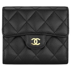 Chanel Quilted Classic Small Flap Wallet Black Caviar with Gold Hardware 2019