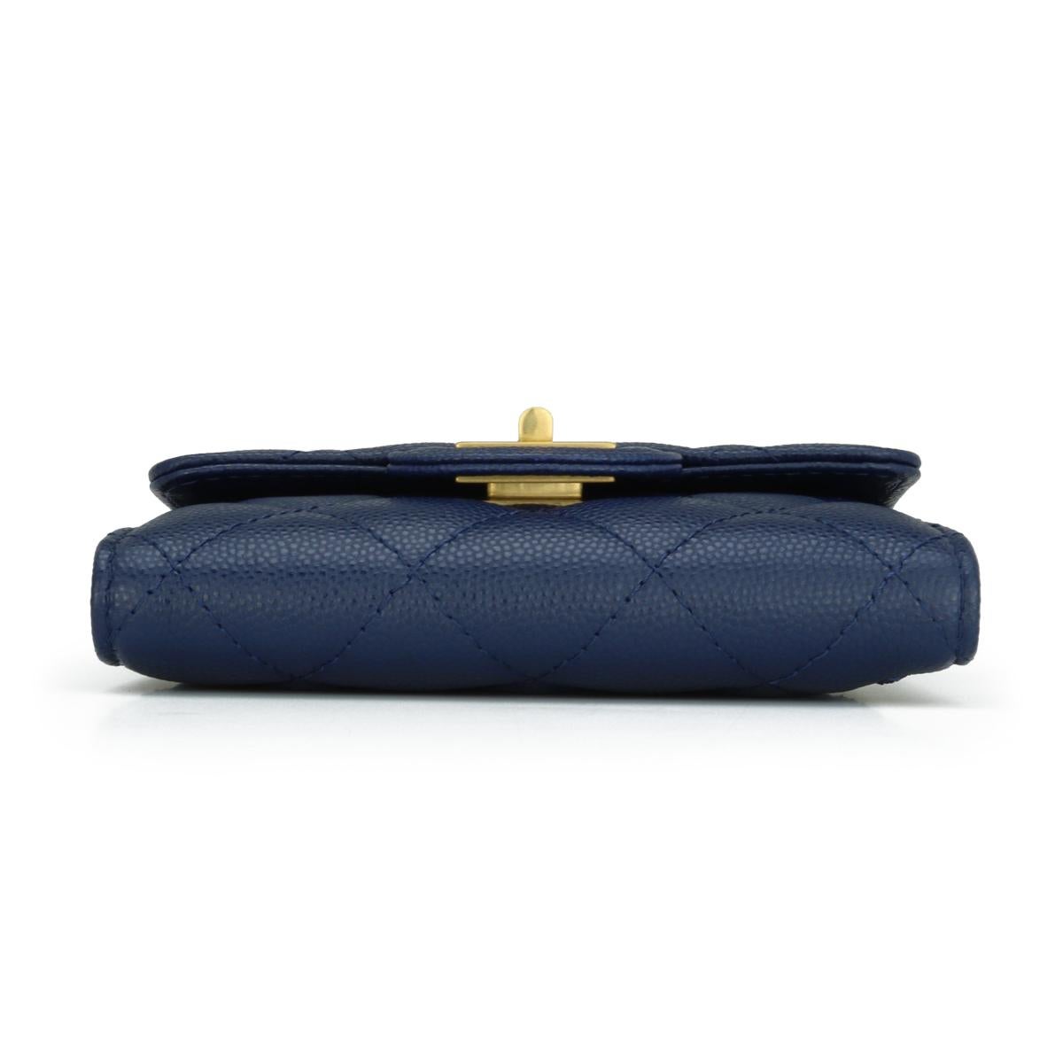 Chanel Quilted Classic Small Flap Wallet Navy Blue Caviar Gold Hardware 2017 4
