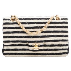 Chanel gesteppte Coco Matrosen-Doppelklappentasche Medium Schwarz Weiß 2014