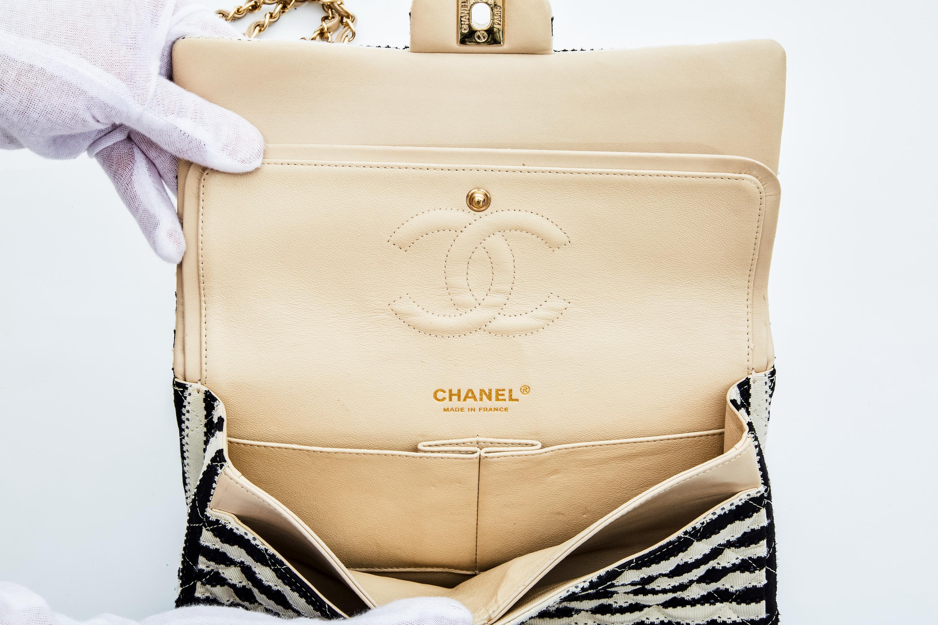 Chanel Quilted Coco Sailor Double Flap Bag Medium Black White 2014 3