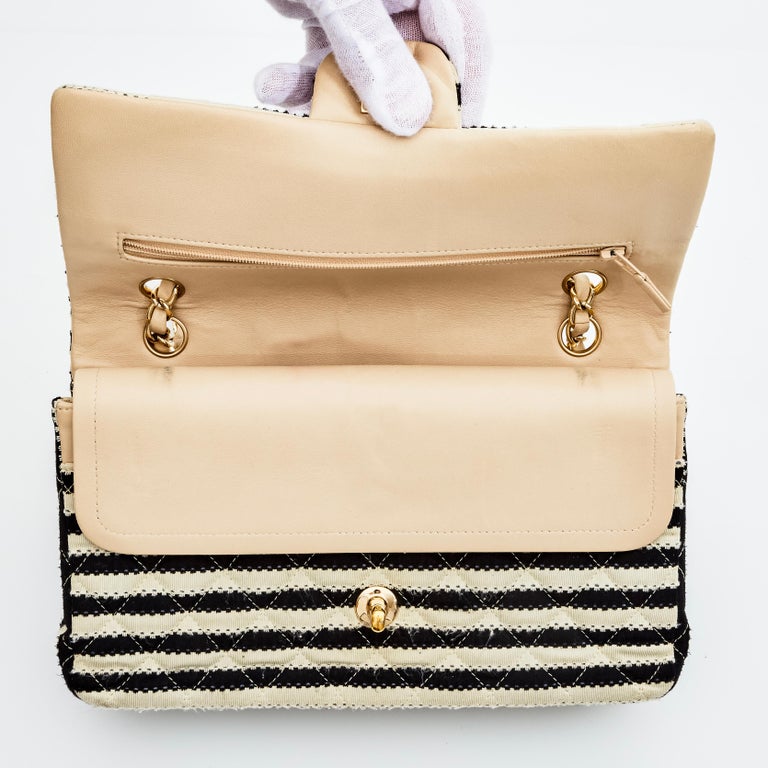 Chanel Quilted Coco Sailor Double Flap Bag Medium Black White 2014