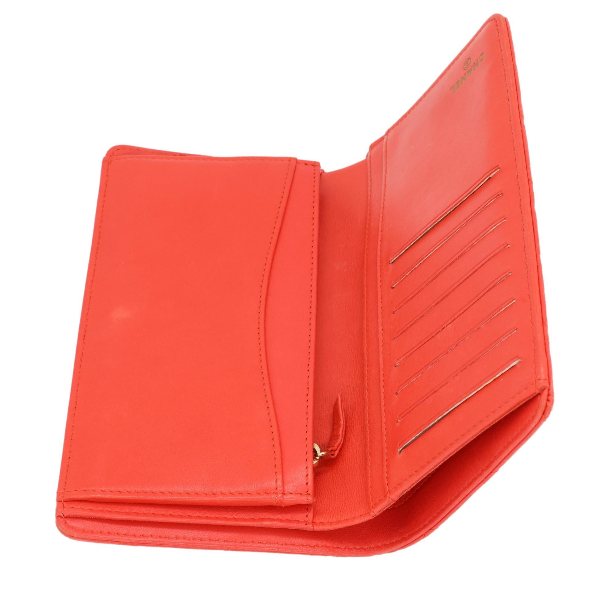 Chanel Quilted Coral Lambskin Leather Yen Continental Wallet, 2009 - 2010. 4