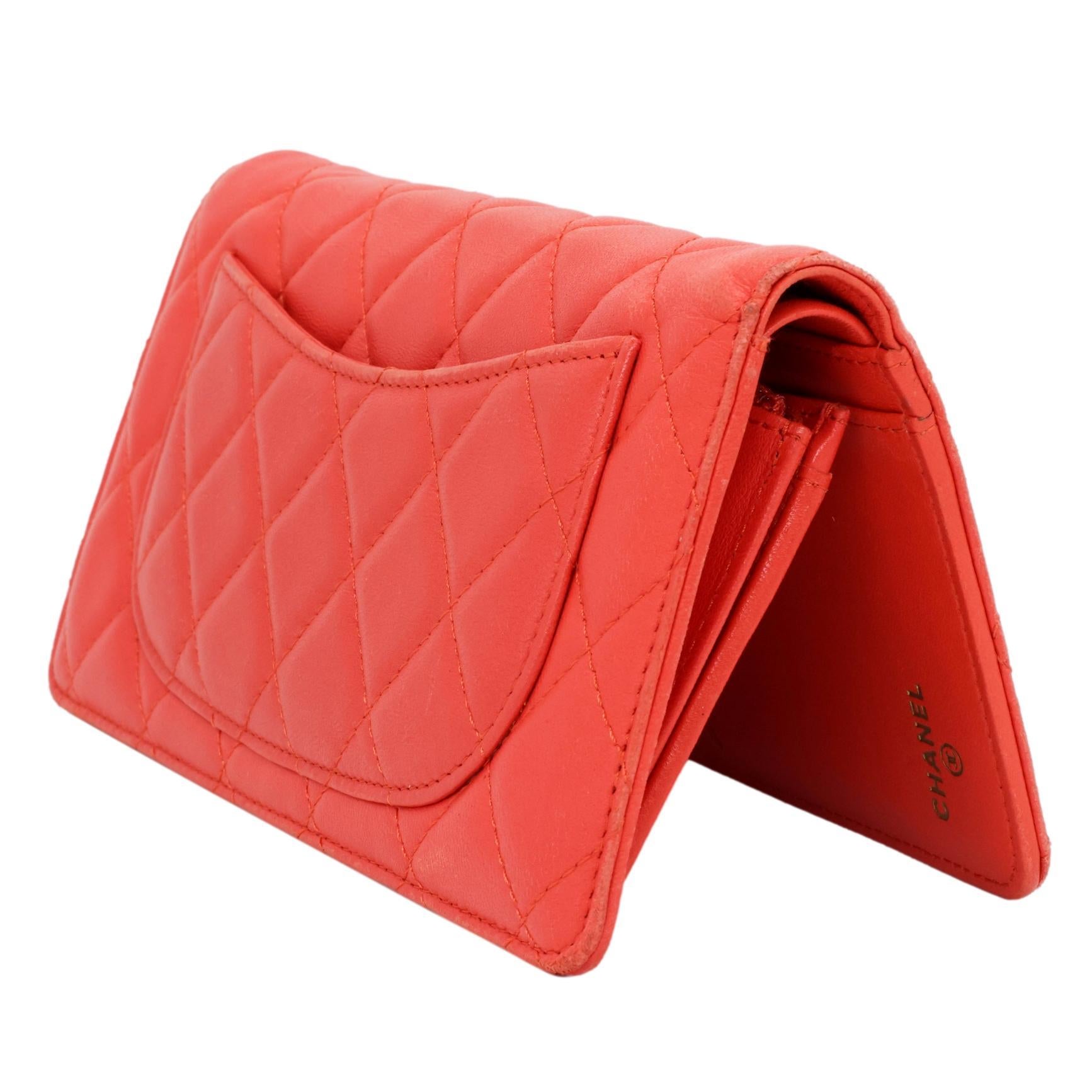 Chanel Quilted Coral Lambskin Leather Yen Continental Wallet, 2009 - 2010. 1