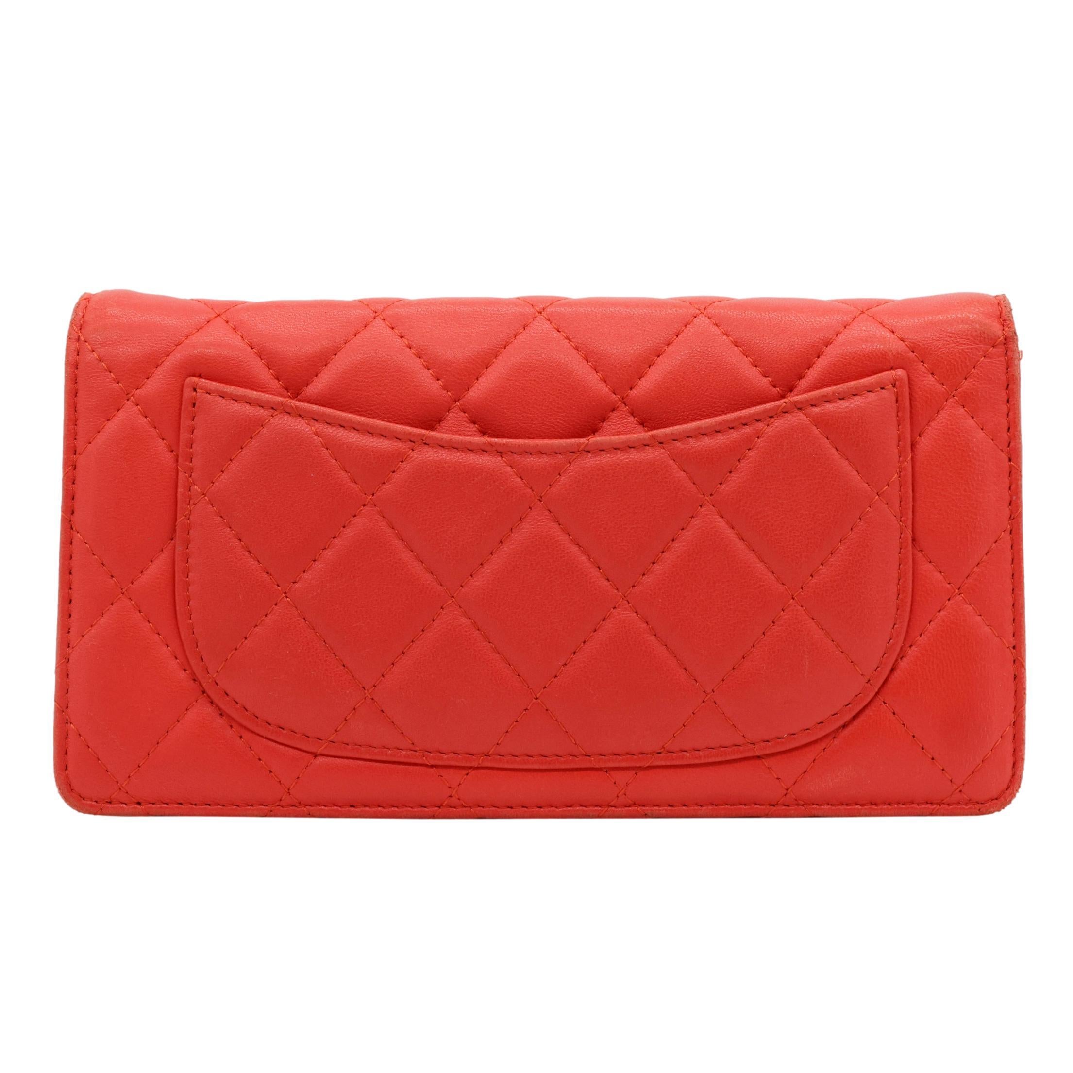 Chanel Quilted Coral Lambskin Leather Yen Continental Wallet, 2009 - 2010. 2