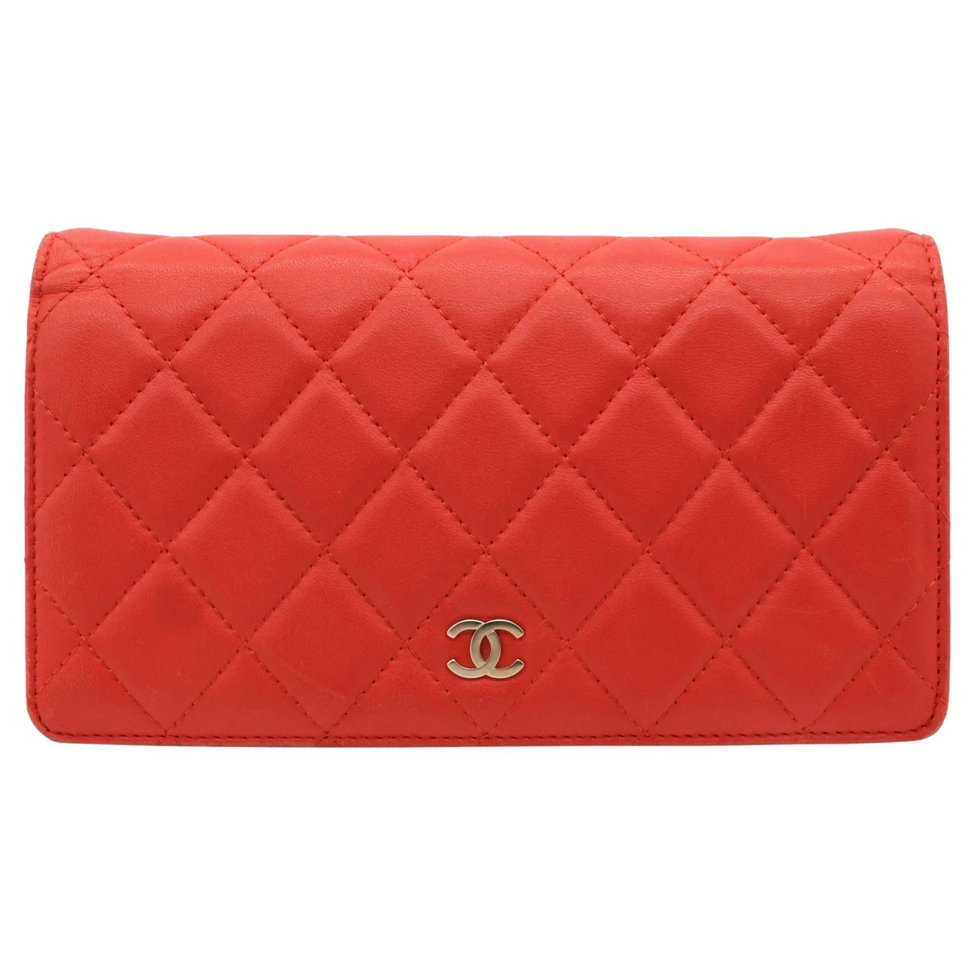 Chanel Quilted Coral Lambskin Leather Yen Continental Wallet, 2009 - 2010.