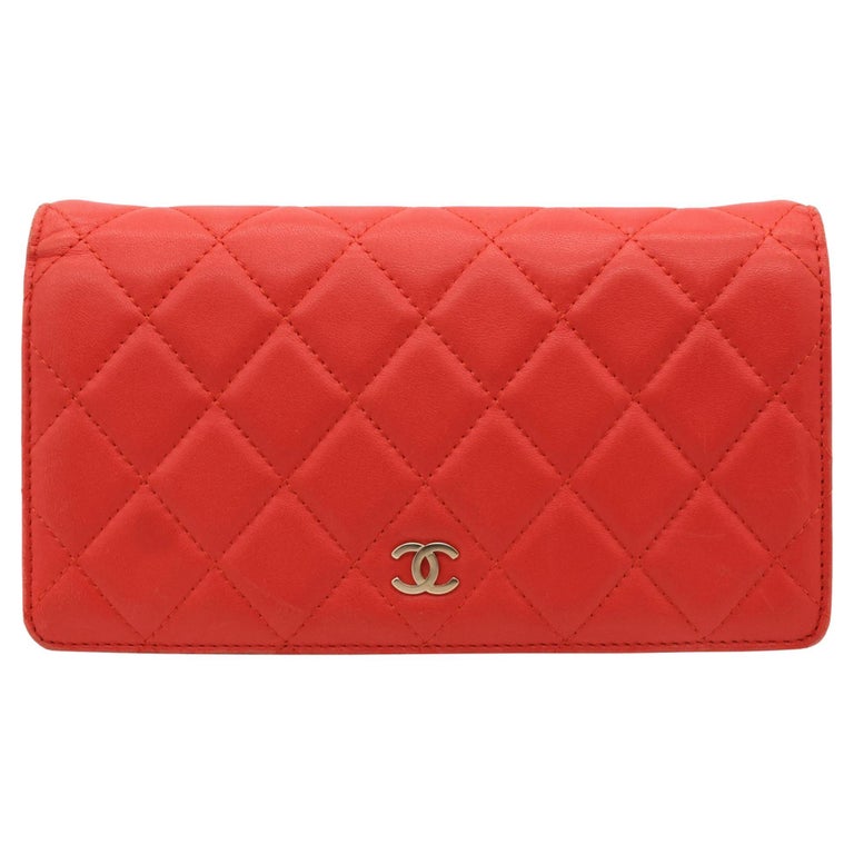 Chanel Quilted Coral Lambskin Leather Yen Continental Wallet, 2009 - 2010.  at 1stDibs