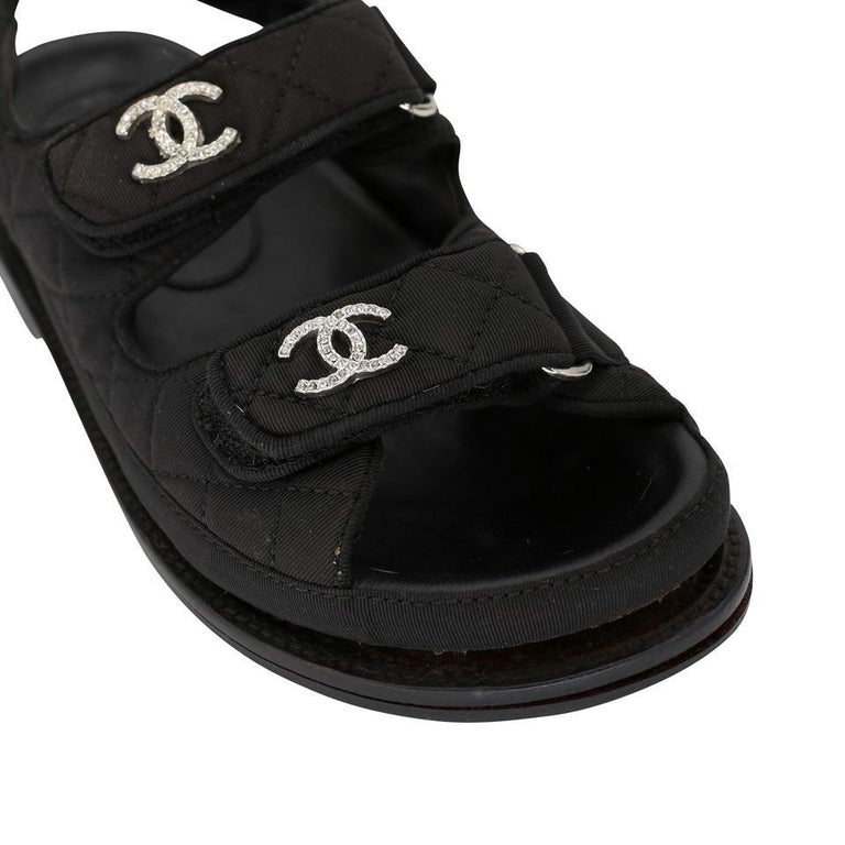 Dad sandals leather sandal Chanel Black size 38 EU in Leather