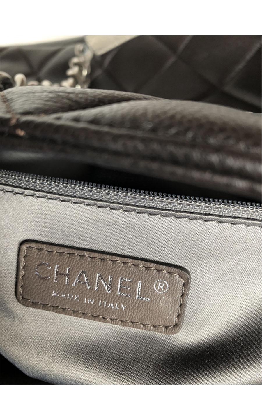 Chanel Quilted Dark Brown Caviar Leather Tote For Sale 13