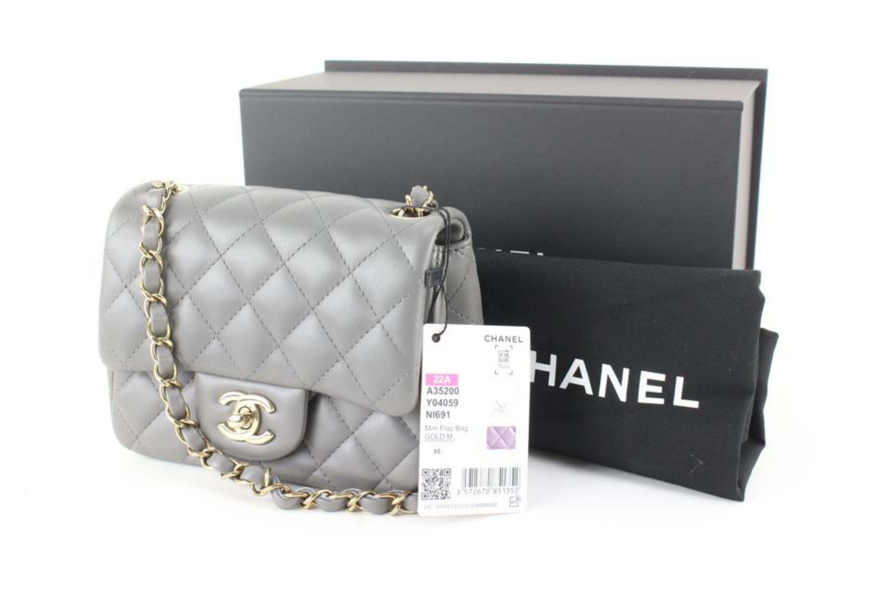 Chanel Quilted Dark Grey Lambskin Square Mini Classic Flap GHW 31ca624s 4