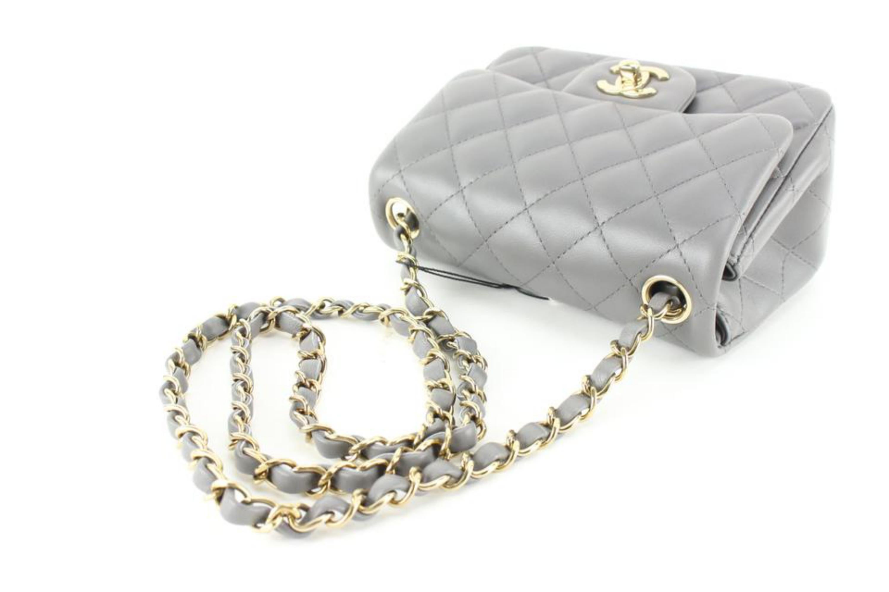 Chanel Quilted Dark Grey Lambskin Square Mini Classic Flap GHW 31ca624s 1