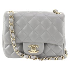 Chanel Quilted Dark Grey Lambskin Square Mini Classic Flap GHW 31ca624s