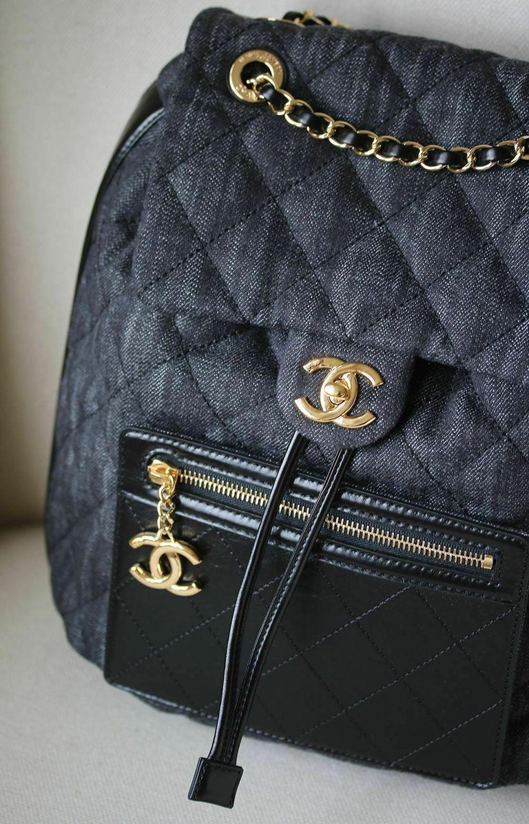 Chanel Quilted Denim and Leather Backpack at 1stDibs chanel denim