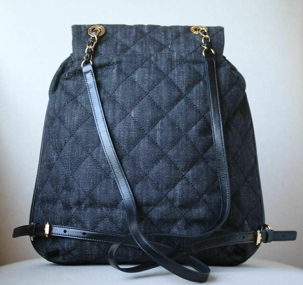 Women's Chanel Quilted Denim and Leather Backpack