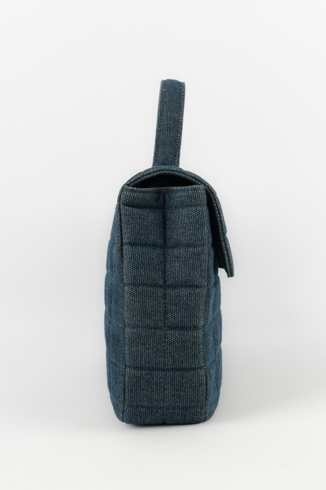 Chanel  Quilted Denim Bag with Metallic Blue Metal Elements, 2000/2002 In Excellent Condition In SAINT-OUEN-SUR-SEINE, FR