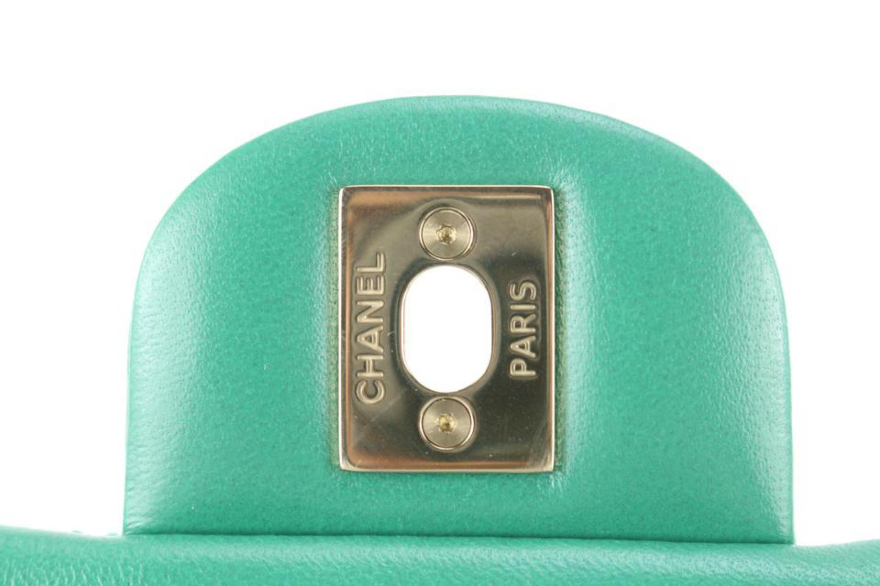 Chanel Quilted Emerald Green Lambskin Square Mini Classic Flap GHW 32CA624S 4