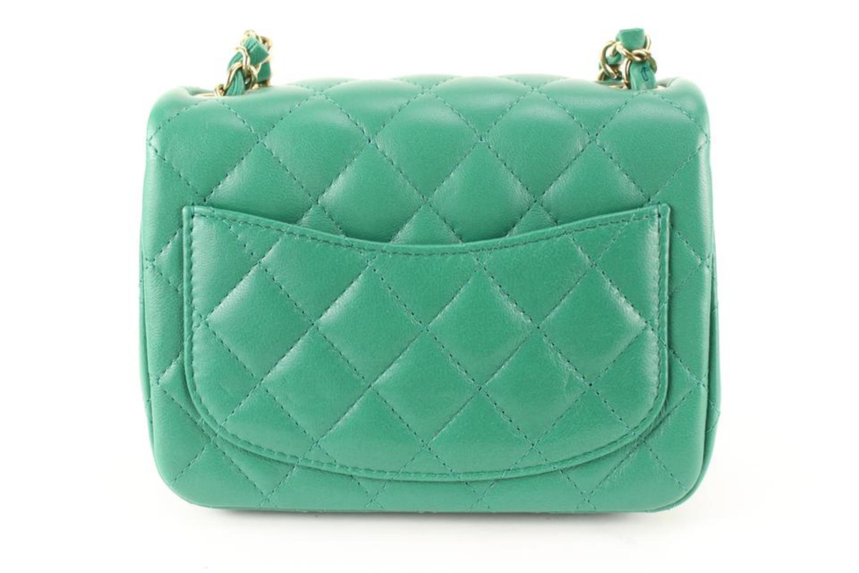 Chanel Quilted Emerald Green Lambskin Square Mini Classic Flap GHW 32CA624S 1