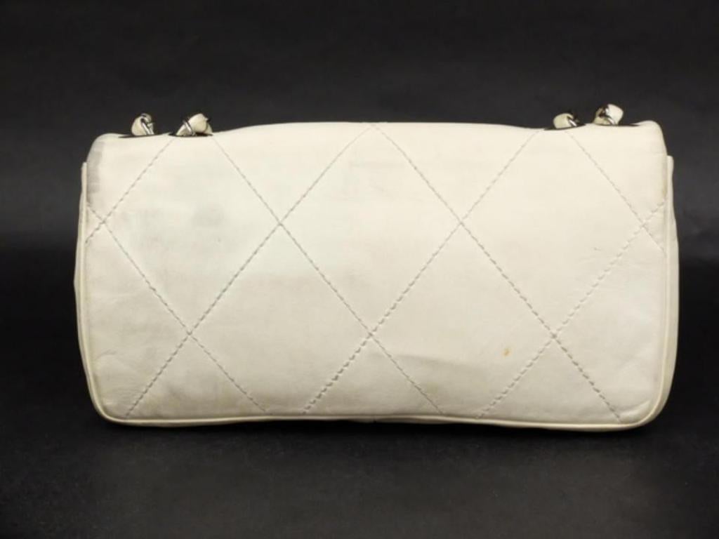 Chanel Quilted Extra Large Jumbo Logo Flap 231338 Ivory Leather Shoulder Bag For Sale 2