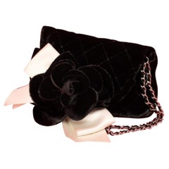 Chanel Quilted Flower Chain Flap 230346 Black Velou Shoulder Bag
