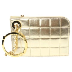 Chanel Quilted Gold Lambskin Handcuff Pochette Clutch Wristlet 26ck311s