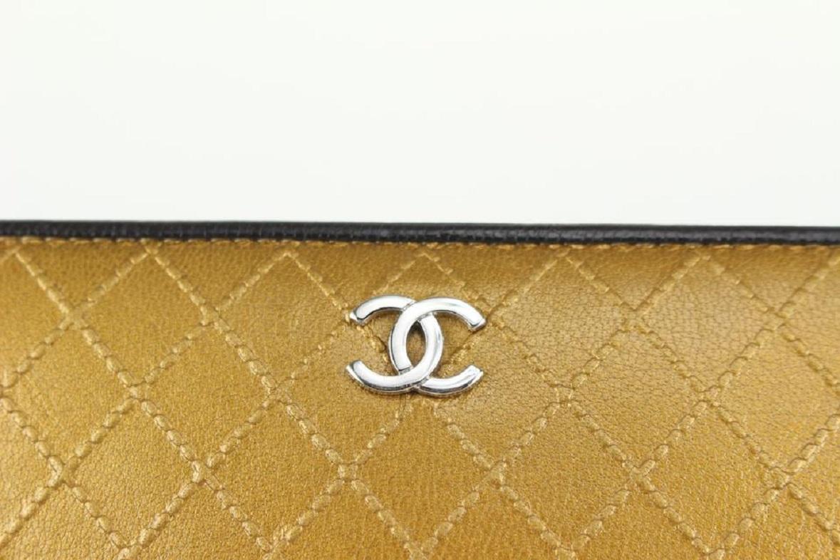 Chanel Quilted Gold x Black Leather CC Logo Long Bifold Wallet 1012c44 1