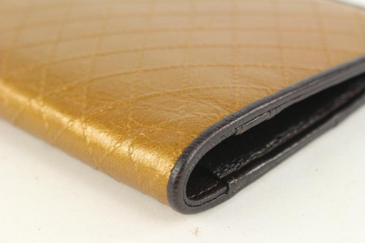 Chanel Quilted Gold x Black Leather CC Logo Long Bifold Wallet 1012c44 2