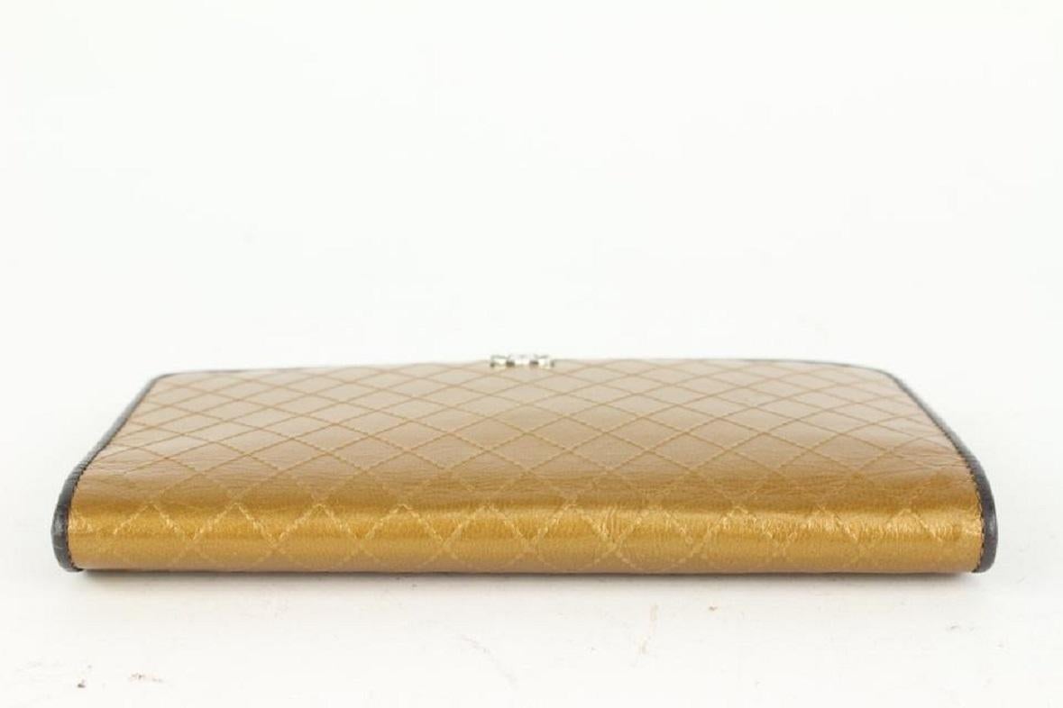 Chanel Quilted Gold x Black Leather CC Logo Long Bifold Wallet 1012c44 3