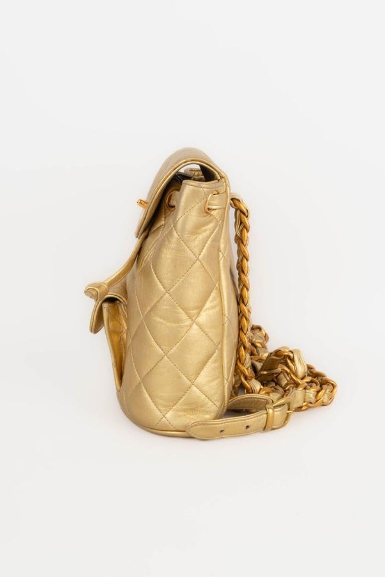 Beige Chanel Quilted Golden Lamb Leather Backpack, 1991-1994 For Sale