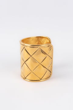 Chanel Quilted Golden Metal Cuff Bracelet