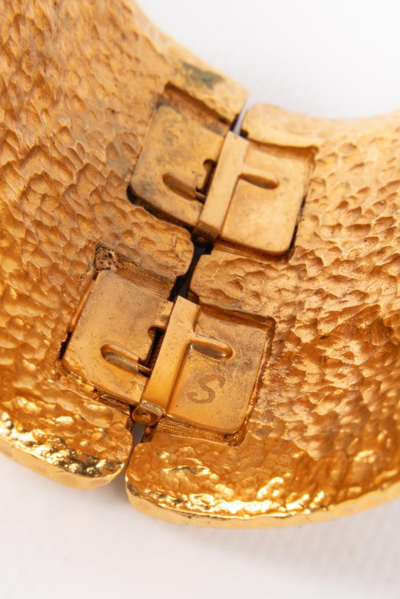Chanel Quilted Golden Metal Cuff Bracelet 2