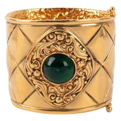 Chanel Quilted Golden Metal Cuff Bracelet