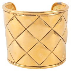 Chanel Quilted Golden Metal Cuff Bracelet