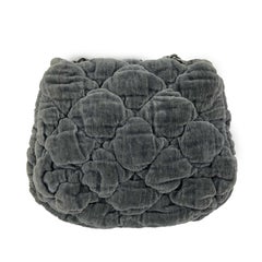 CHANEL Quilted Gray CC Velour Mini Flap Crossbody / Shoulder Bag