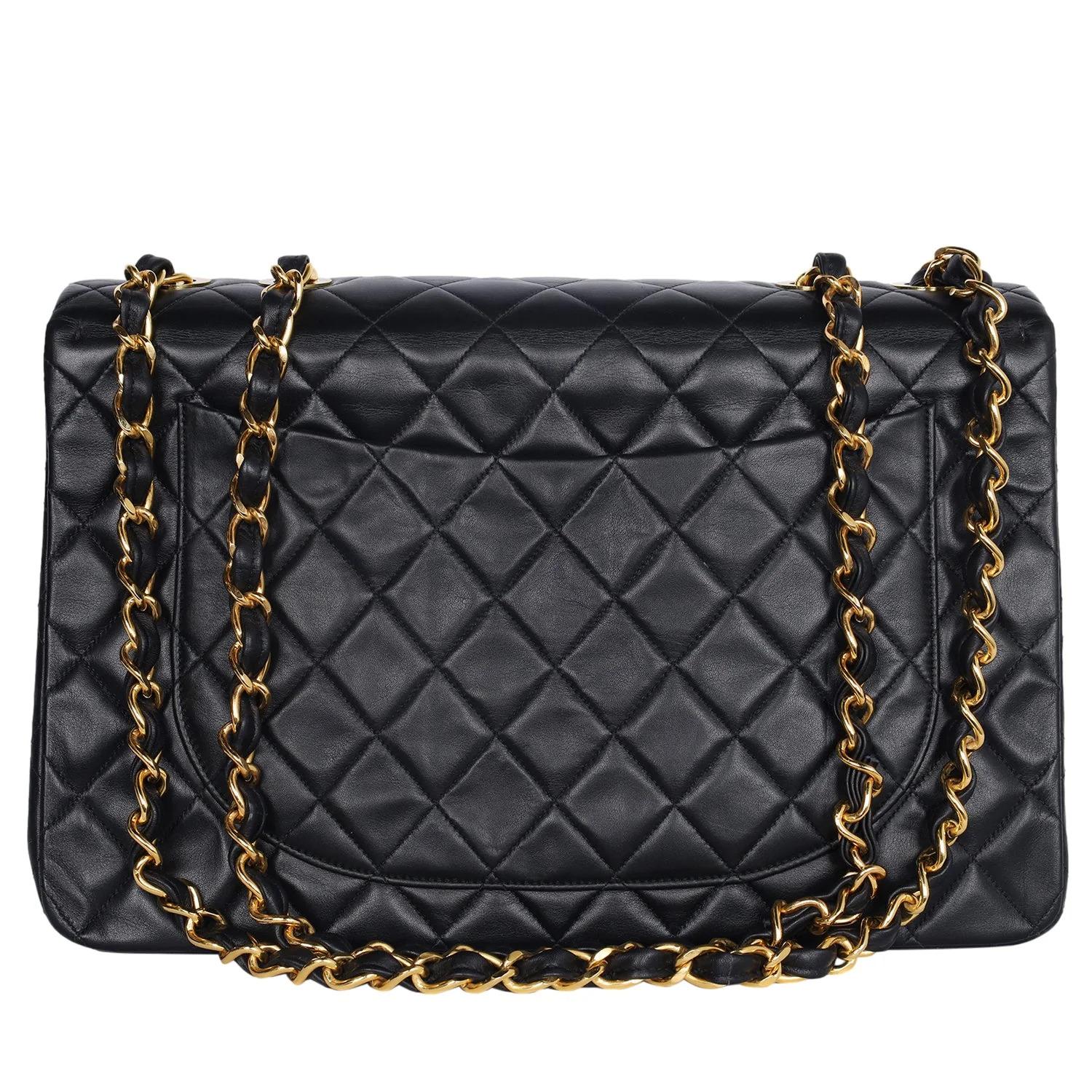 Donna Chanel Borsa trapuntata Jumbo Classic Flap Nero in vendita