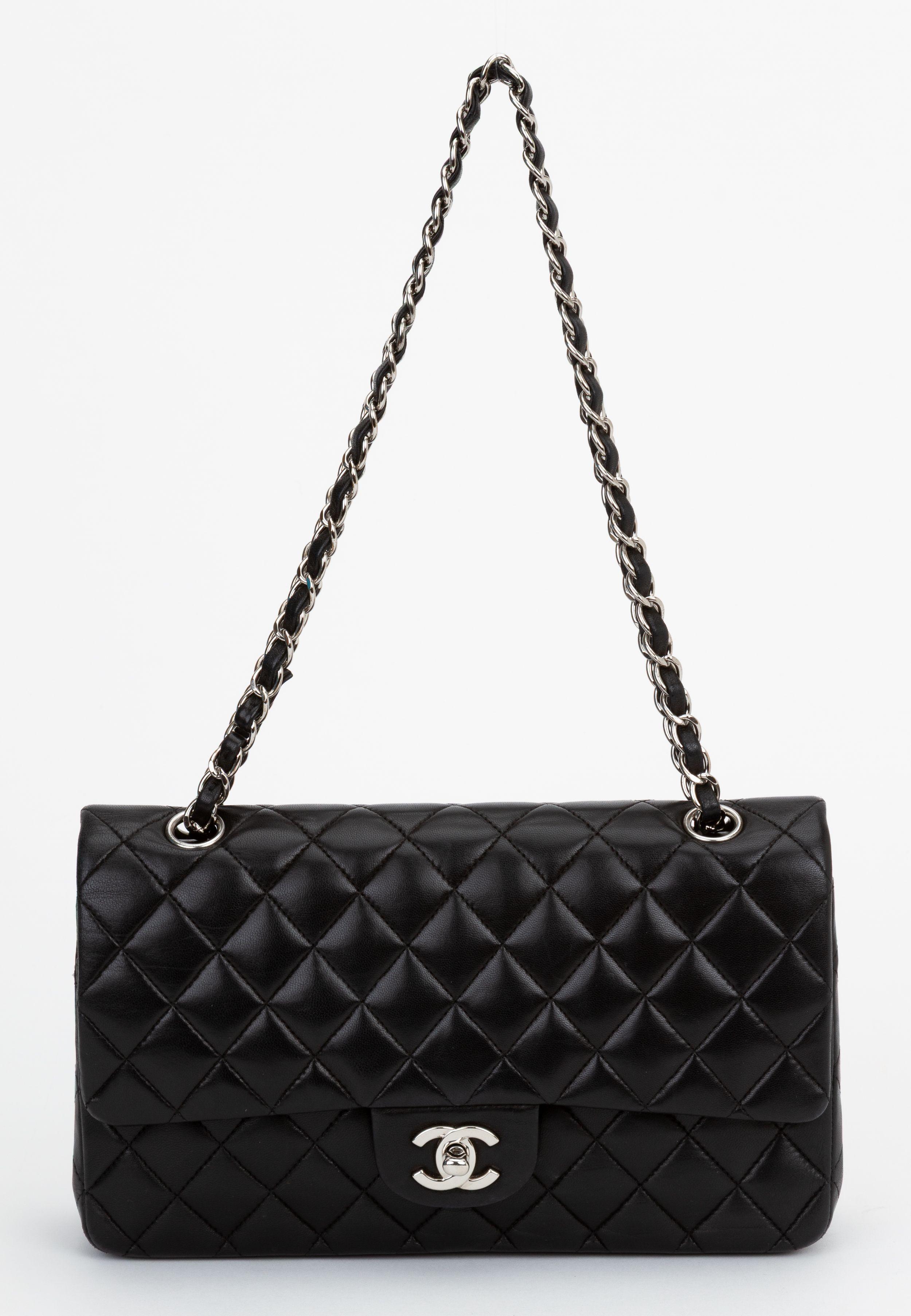 The Chanel Quilted Jumbo Double Flap Bag quilted, buttery soft lambskin leather, and also features a polished metal turn lock CC closure and double flap top, opens to a burgundy interior, a leather strap chain can be worn on the shoulder or